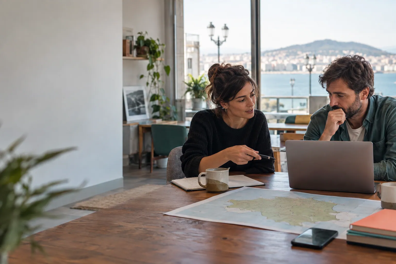 Profesional freelance revisando la visibilidad local de una pequeña empresa en Cantabria
